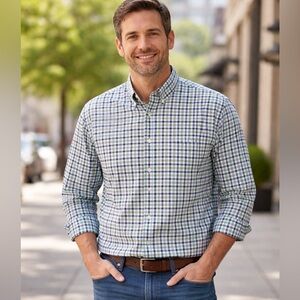 Ralph Lauren Men’s 100% Cotton Blue Check Button-down Shirt XL/TG